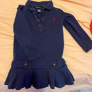 Adorable long sleeved Polo dress 4T navy blue